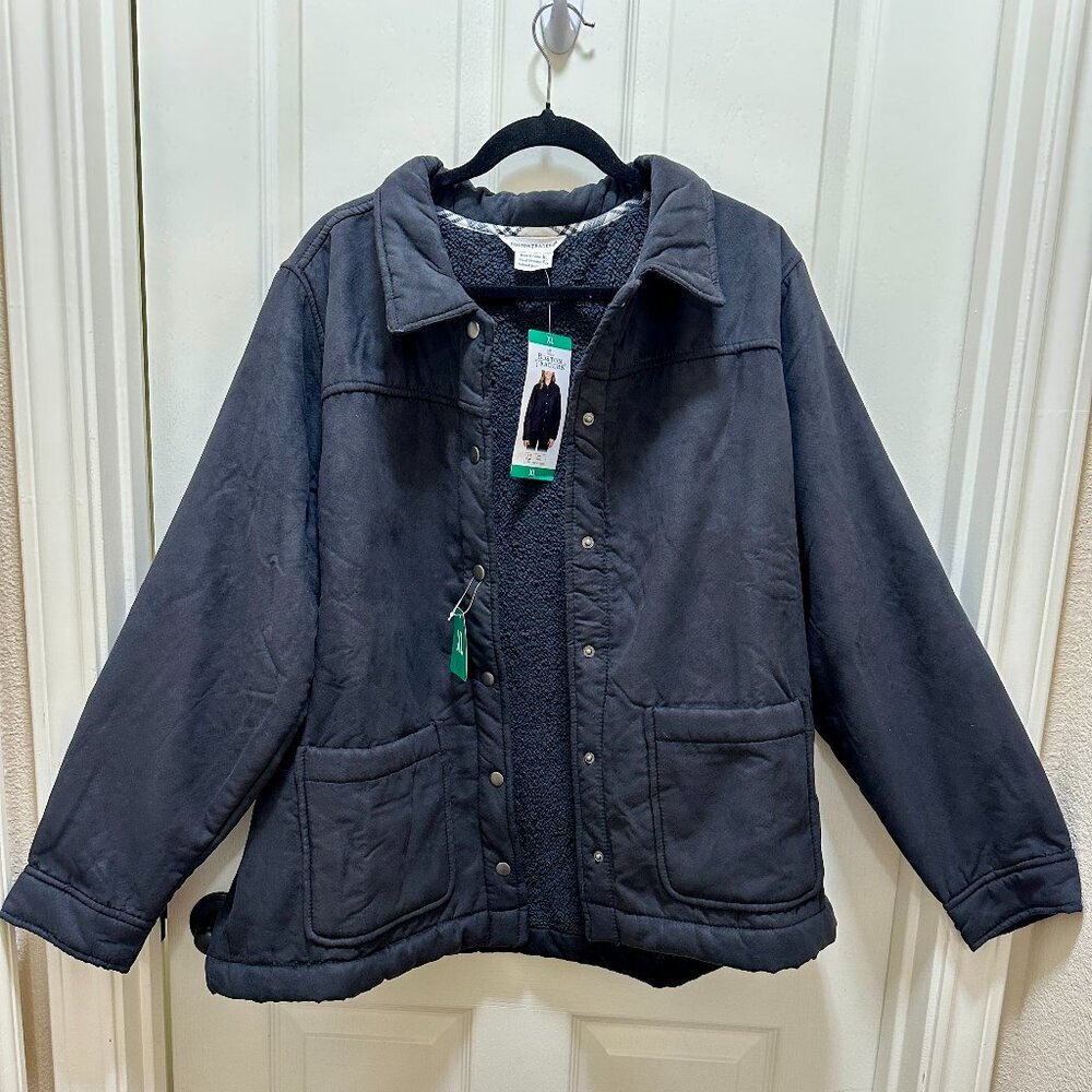 Boston Traders Women's Faux Suede Sherpa Lined Trucker Jacket Size XL Black NEW